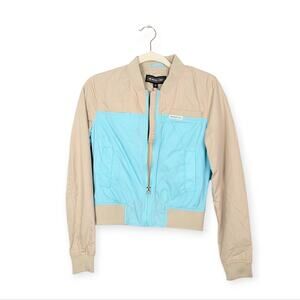 NWT Members Only Khaki Baby Blue Colorblock Baseball Jacket Size XS